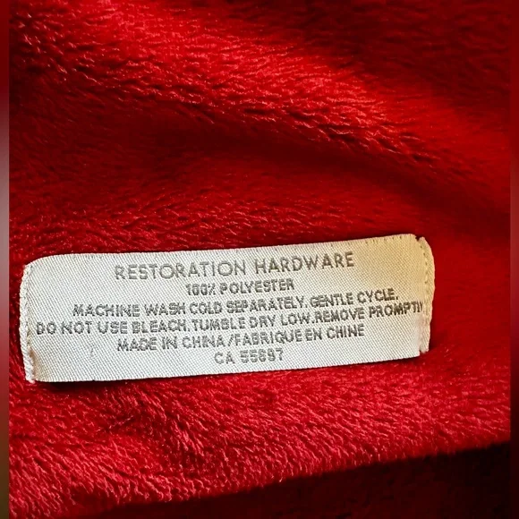Restoration Hardware Minky Soft Plush Throw Red PreOwned CLEAN 45”x64”approx